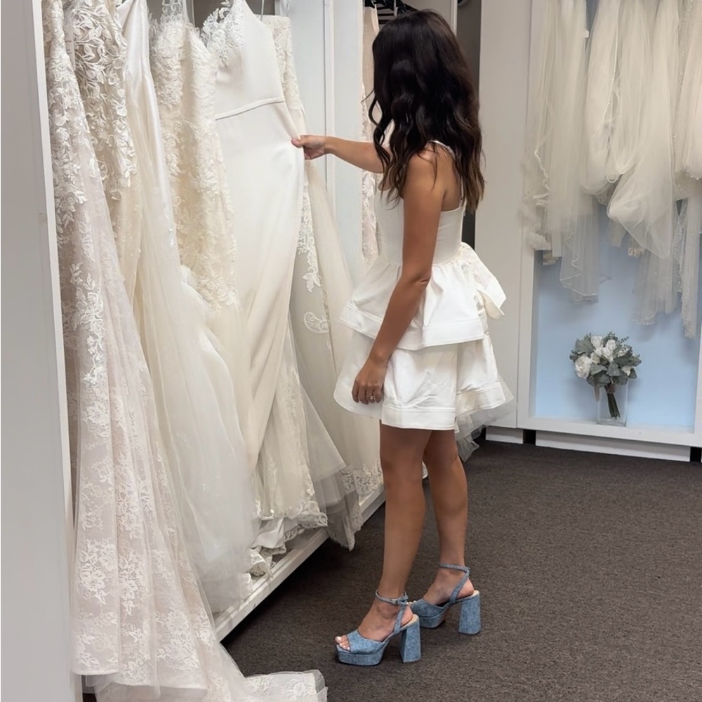 Tiered White Engagement Dress